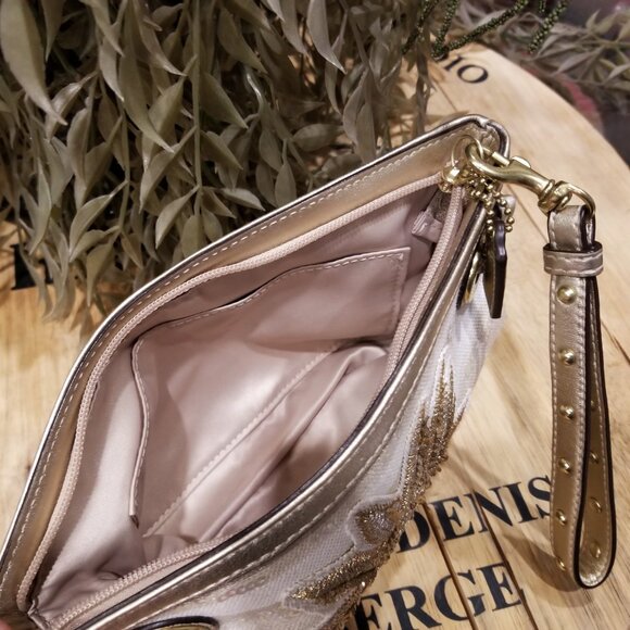 New COACH Audrey Sun Beaded Sequins Embroidery Clutch Large Wristlet - Picture 10 of 11